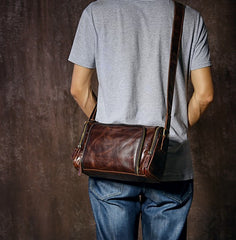 Genuine Leather Mens Cool Shoulder Bag Messenger Bag Chest Bag Bike Bag Cycling Bag for men