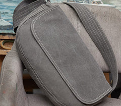Mens Canvas Gray Cool Messenger Bag Side Bag Shoulder Bag for Men - iwalletsmen