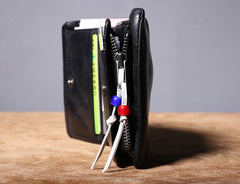 Genuine Leather Mens Cool billfold Leather Wallet Men Small Wallets Bifold for Men