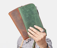 Cool Leather Mens Wristlet Wallet Vintage Clutch Zipper Wallet for Men - iwalletsmen