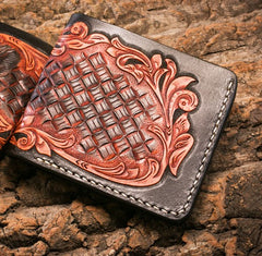 Handmade Leather Eagle Tooled Mens billfold Wallet Cool Leather Wallet Slim Wallet for Men