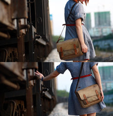 Handmade Vintage Leather Mens Messenger Bags Coffee Shoulder Bags for Men - iwalletsmen
