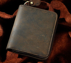 Cool Leather Mens Zipper Small Wallet Front Pocket Wallet for Men - iwalletsmen
