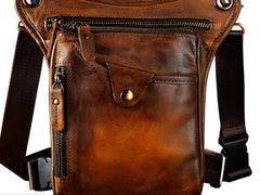 Cool Leather Biker Drop Leg Bag Mens Belt Pouch Waist Bag Shoulder Bag for Men - iwalletsmen