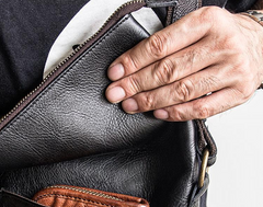 Genuine Leather Mens Cool Messenger Bag iPad Bag Chest Bag Bike Bag Cycling Bag for men - iwalletsmen