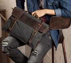 Mens Canvas Leather Cool Side Bag Messenger Bag Canvas Handbag for Men - iwalletsmen
