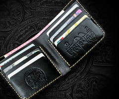 Handmade Leather Carp Tooled Mens billfold Wallet Cool Leather Wallet Slim Wallet for Men
