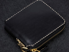 Handmade Leather Mens Chain Biker Wallet Cool Leather Wallet Small Wallets for Men
