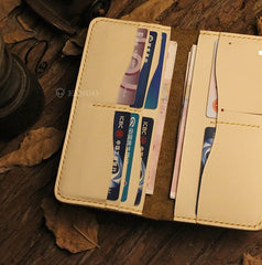 Handmade Leather Mens Cool Travel Long Wallet Card Holder Card Slim Clutch Wallets for Men