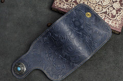 Handmade Leather Floral Mens Cool Biker Wallet Leather Wallet Men billfold Wallets Bifold for Men