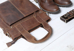 Cool Coffee Leather Mens Briefcases Work Bag Laptop Bag Business Bag for Men - iwalletsmen