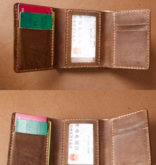 Handmade Coffee Leather Mens Small Trifold Wallet Cool billfold Wallet for Men - iwalletsmen