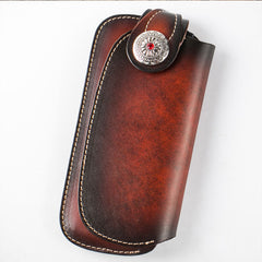Handmade Leather Mens Cool Long World of Warcraft Leather Chain Wallet Cards Biker Trucker Wallet - iwalletsmen