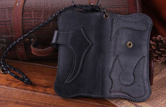 Handmade Genuine Leather Mens Cool Biker Chain Wallet Long Leather Wallet Clutch Wristlet Wallet for Men