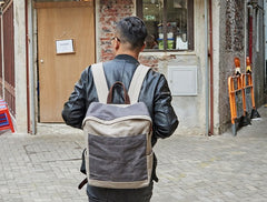 Canvas Gray Mens Cool Backpack Canvas Travel Bag Canvas School Bag for Men - iwalletsmen