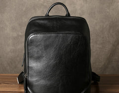 Genuine Leather Mens Cool Backpack Sling Bag Large Black Travel Bag Hiking Bag for men