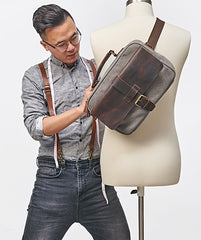 Mens Canvas Gray Cool Messenger Bag Side Bag Canvas Handbag for Men - iwalletsmen