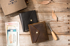 Cool Handmade Leather Mens Small Wallets Bifold Vintage billfold Wallet for Men - iwalletsmen