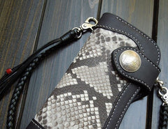Handmade Leather Biker Wallet Mens Cool Chain Wallet Trucker Wallet with Chain