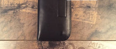 Genuine Leather Mens Cool Long Leather Wallet Zipper Clutch Wristlet Wallet for Men