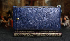 Handmade Leather Mens Cool Zipper Phone Travel Long Wallet Holder Slim Clutch Wallets for Men
