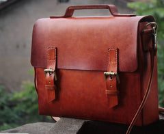 Cool Handmade Leather Mens Briefcase Business Laptop Briefcase for men - iwalletsmen