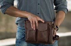 Cool Small Leather Vintage Mens Messenger Bag Shoulder Bags  for Men - iwalletsmen