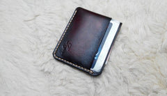 Leather Mens Slim Front Pocket Wallets Dark Brown Leather Cards Wallet for Men - iwalletsmen