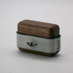 Handmade Black Leather Coffee Wood AirPods Pro Case with Eye Custom Leather AirPods Pro Case Airpod Case Cover - iwalletsmen