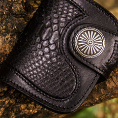 Handmade Leather Biker Wallet Mens Cool billfold Chain Wallet Trucker Wallet with Chain