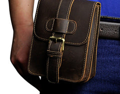 Small Leather Belt Pouch Mens Holsters Belt Cases Cell Phone Waist Pouch for Men - iwalletsmen
