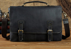 Black Coffee Leather Mens Briefcase Laptop Bag Business Bag Work Bag for Men - iwalletsmen