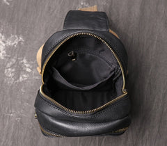 Cool Leather Sling Pack Black Leather Sling Bag Cool Sling Crossbody Packs For Men