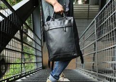 Black Leather Mens Backpack Travel Backpack Laptop Backpack for men - iwalletsmen