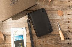 Cool Black Wristlet Wallet Leather Mens Long Wallet Long Wallet for Men - iwalletsmen