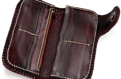Handmade Leather Black&White Mens Chain Biker Wallet Cool Leather Wallet With Chain Wallets for Men