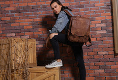 Cool Brown Mens Leather Backpacks Travel Backpacks Laptop Backpack for men - iwalletsmen