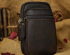 Mens Small Leather Belt Pouch Holster Belt Case Cell Phone Waist Pouch for Men - iwalletsmen