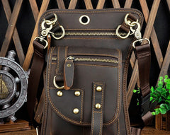 Cool Leather Utility Drop Leg Bag Belt Pouch Mens Waist Bag Shoulder Bag for Men - iwalletsmen