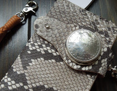 Handmade Leather Biker Wallet Mens Cool Chain Wallet Trucker Wallet with Chain