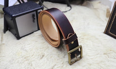 Cool Handmade Red Brown Leather Mens Belt Leather Belt for Men - iwalletsmen