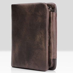Handmade Mens Cool billfold Leather Wallet Men Small Zipper Wallets Trifold for Men - iwalletsmen