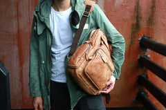 Cool Brown Mens Leather Backpack Travel Backpacks School Backpacks for men - iwalletsmen