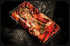 Handmade Leather Acalanatha Mens Chain Biker Wallet Cool Leather Wallet With Chain Wallets for Men