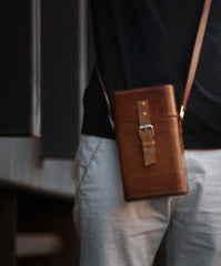 Handmade Leather Mens Small Box Bag Shoulder Bag Messenger Bag for Men - iwalletsmen