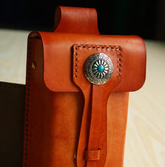 Handmade Cool Leather Cell Phone Holsters Belt Pouch Mens Waist Bag for Men - iwalletsmen