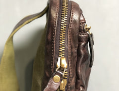 Genuine Leather Mens Cool Chest Bag Sling Bag Crossbody Bag Travel Bag Hiking Bag for men