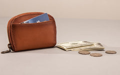 Vintage Leather Mens Small Wallet Zipper Card Coin Wallet for Men - iwalletsmen