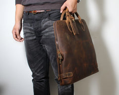 Handmade Leather Mens Cool Business Bag Briefcase Work Bag Laptop Bag for men