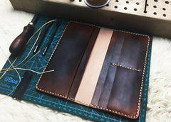 Vintage Leather Bifold Mens Long Wallet Coffee Leather Long Wallets for Men - iwalletsmen